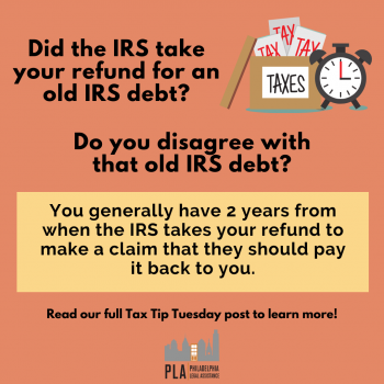 orange graphic reading "did the IRS take your refund for an old IRS debt?"