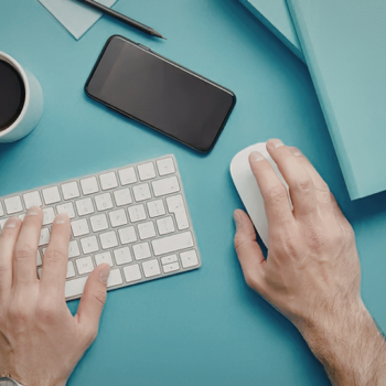 a person works at a computer